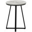 Table ronde élégante pour espaces de vie - Matériaux stratifiés gris et métal noir, style moderne, idéale pour une salle familiale.