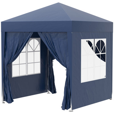 2x2m Pop Up Garden Gazebo, Waterproof Party Tent with Sidewalls Windows & Carry Bag,Coffee