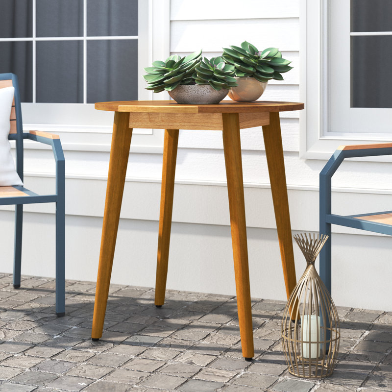 Aretin Round Outdoor Side Table , 27.5'' in. W 27.5'' in. D, Teak