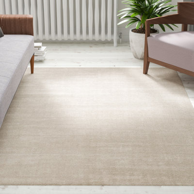 Tiffany Smooth Low Pile Semi-Plain Cream Rug