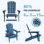 Ensemble de 4 chaises Adirondack bleues en PEHD avec porte-gobelet et porte-téléphone (ensemble de 4)-1740091289