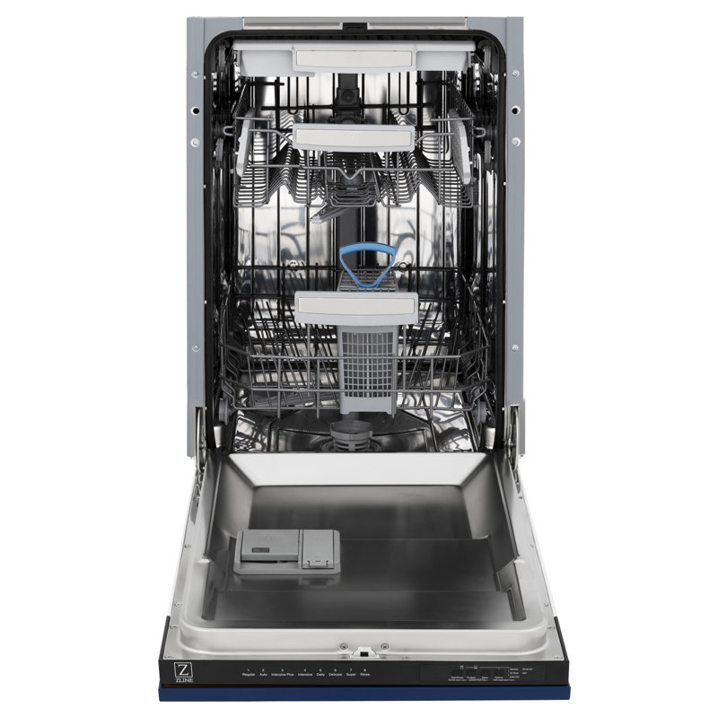 ZLINE 18" Tallac Series 3rd Rack Top Control Dishwasher with Stainless Steel Tub, 51dBa, Blue Gloss