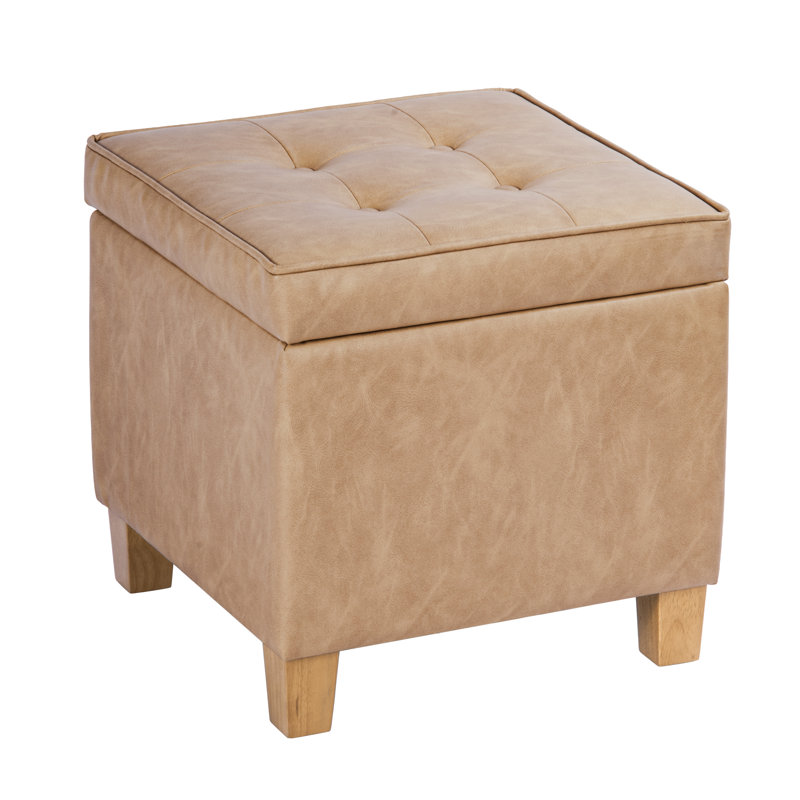 Gamalier Square Tufted Storage Ottoman, Light Brown