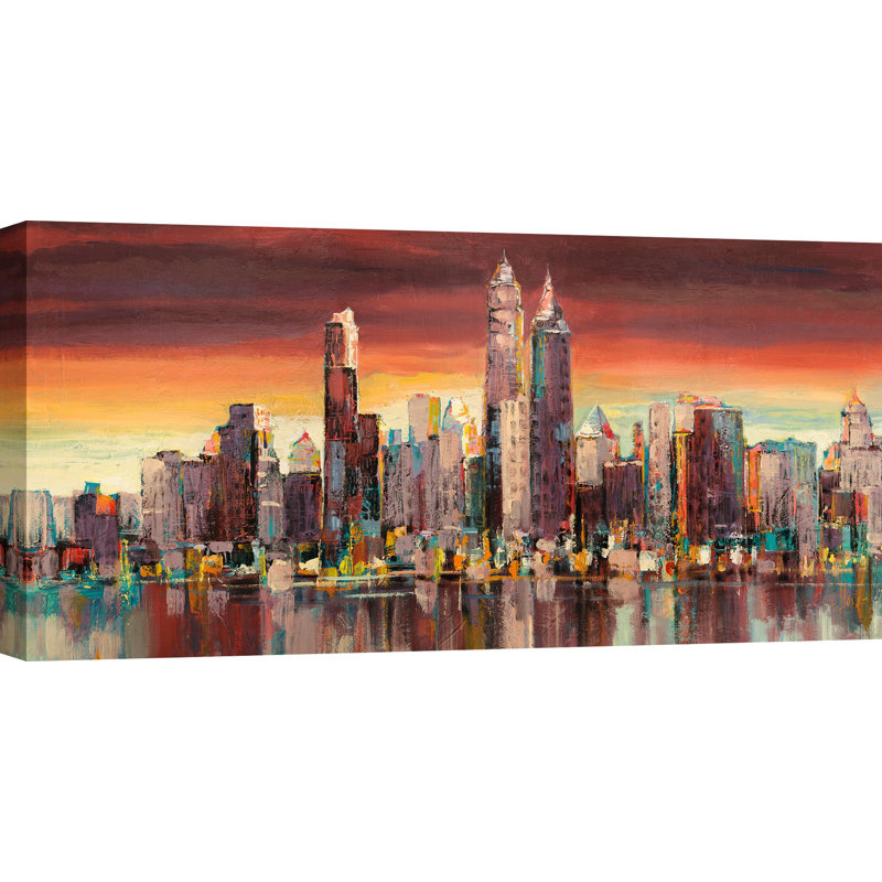 Evening Over New York by Luigi Florio - Wrapped Canvas Painting, 35cm H x 70cm W x 4cm D