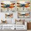 Libellule orange, insectes, vol géométrique I - Libellule, art mural-91644258-91644261