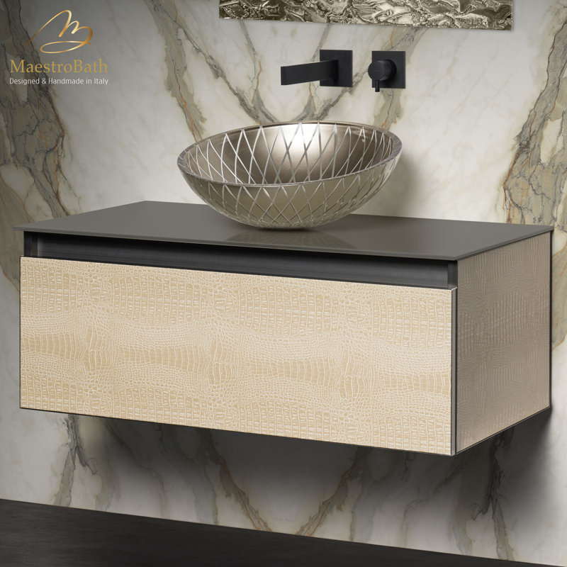 36 Single Bathroom Vanity With Top, Brown, Gray