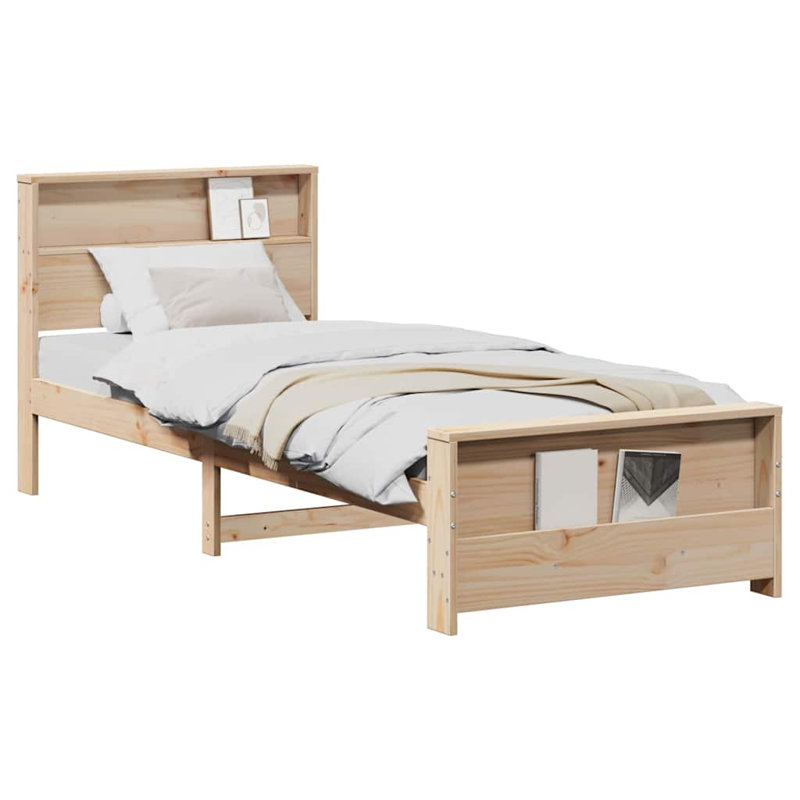 Bed Frame with Headboard Engineered Wood, Small Single (2'6), Brown