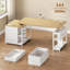 Bureau pour travailler debout électrique réglable en hauteur de 61 po, bureau d'ordinateur avec 3 tiroirs, 3 préréglages de mémoire, prises de courant et rangement, bureau personnel assis-debout, naturel / blanc-661712899