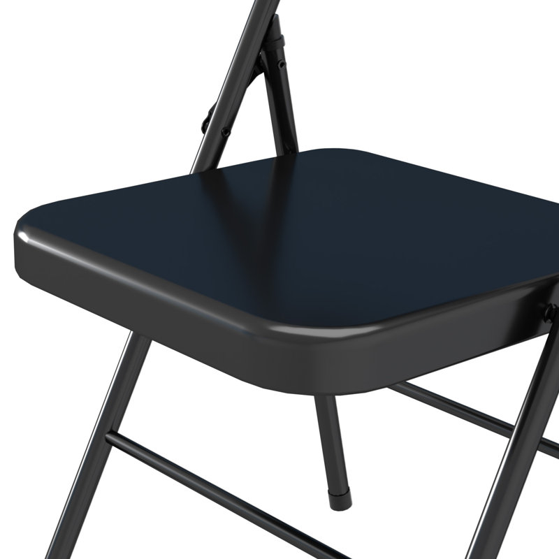 30'' Metal Folding Chair Steackable Foldable Back Chairs, Set Of 4, Black