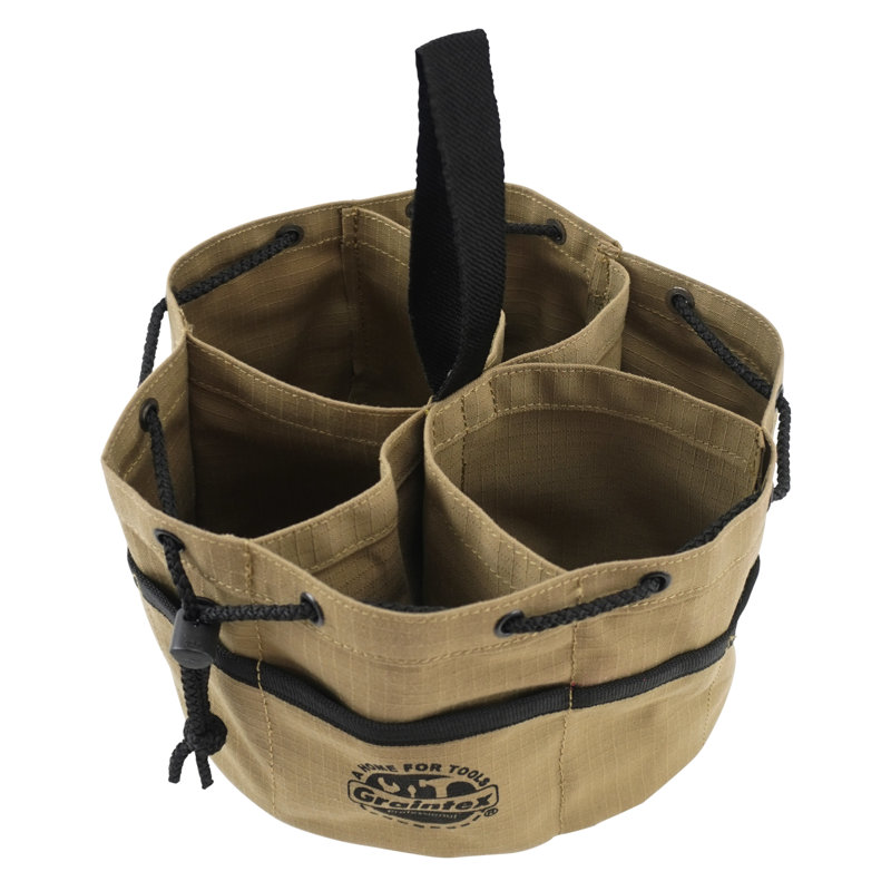 Khaki Canvas 10" Tool Grab Bag with Drawstring Closure