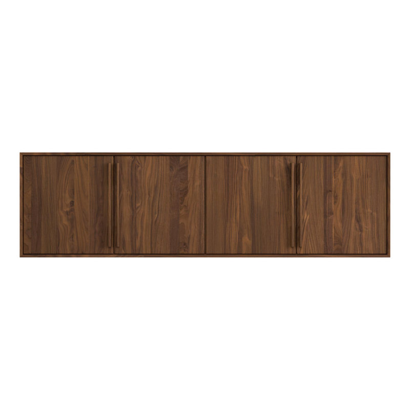 Wall Mounted Media Console, 18.75"H x 66.13"L x 19"W, Natural Walnut