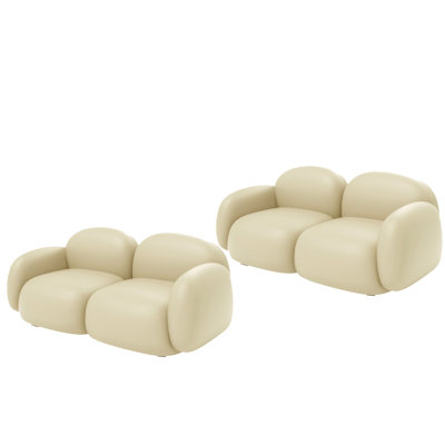 Ensemble de 2 bancs rembourrés en similicuir