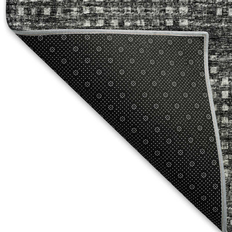 Premium Machine Washable Mayfield AMF33 Geometric Rug, 9' x 12', Black