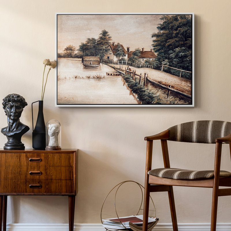 «Vintage Landscape -DCCCL XXV» sur toile, Toile encadrée flottée blanche, H 27 po x l 41 po x P 2 po