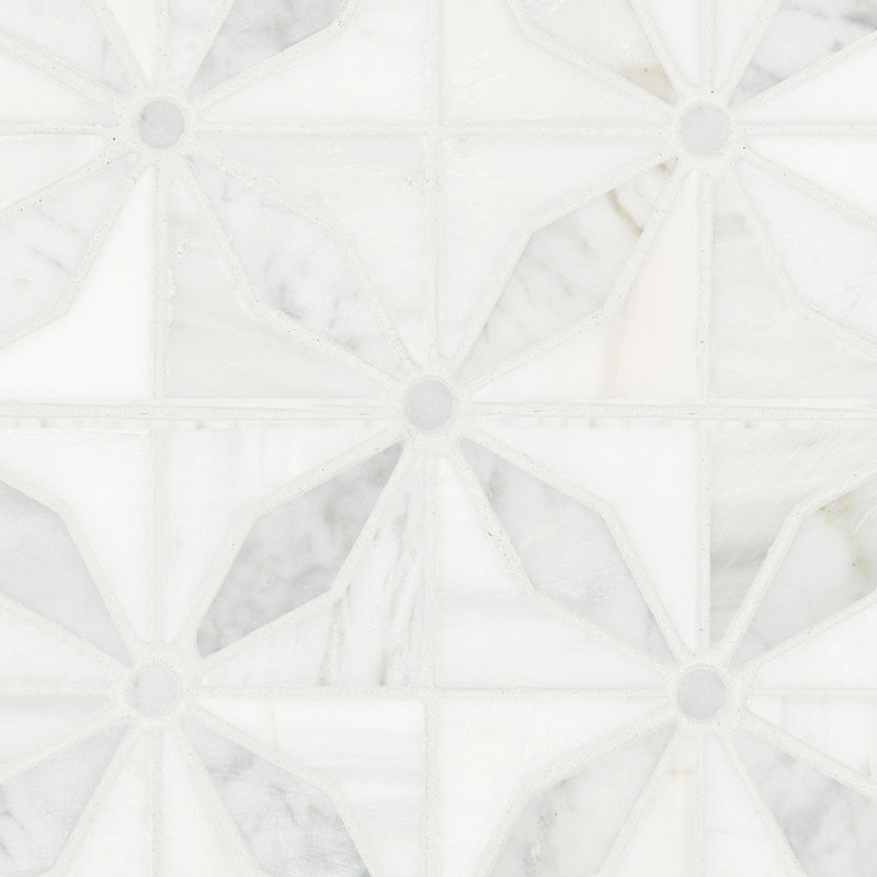 Calabria Frost Starella 12 in. x 12 in. Polished Marble Mosaic Floor and Wall Tile