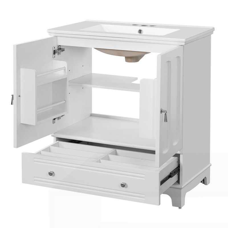 Meuble-lavabo 30 po avec lavabo en céramique, Blanc