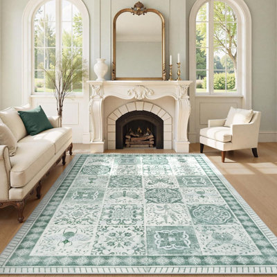 Tapis lavable pour salon, tapis antidérapant pour chambre à coucher, tapis rétro pour salle à manger, bureau