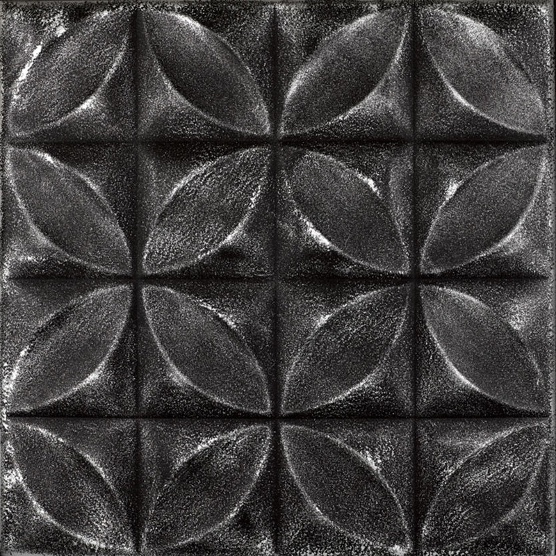 Carreau de plafond en polystyrène collé 1,6 pi x 1,6 pi Perception, Noir argenté
