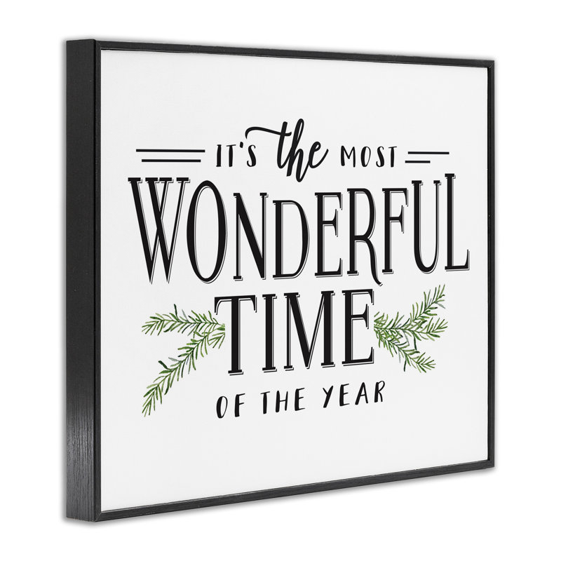«Most Wonderful Time», art textuel, H 14 po x l 11 po, Giclée encadrée noir minuit