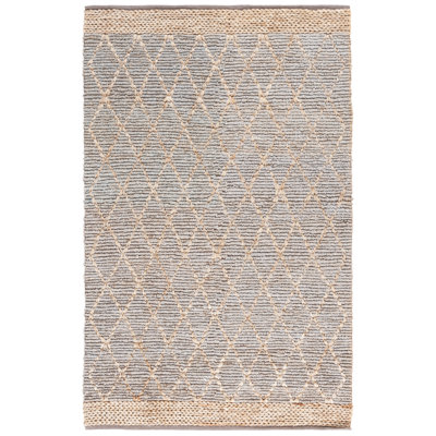 Tapis géométrique en jute / coton tissé à la main Alderman