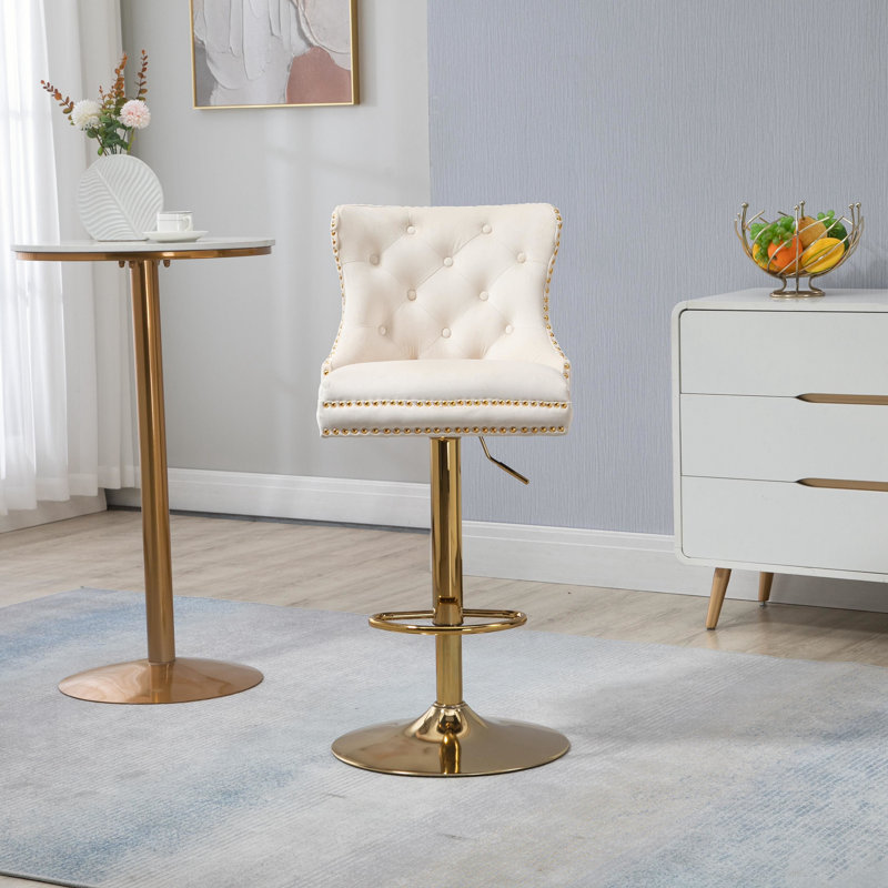Tabouret de bar à hauteur ajustable Jerica, Ivoire