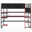 Lit mezzanine simple en bois avec bureau, support de rangement latéral, tablettes multiples et lumière RVB-133663744