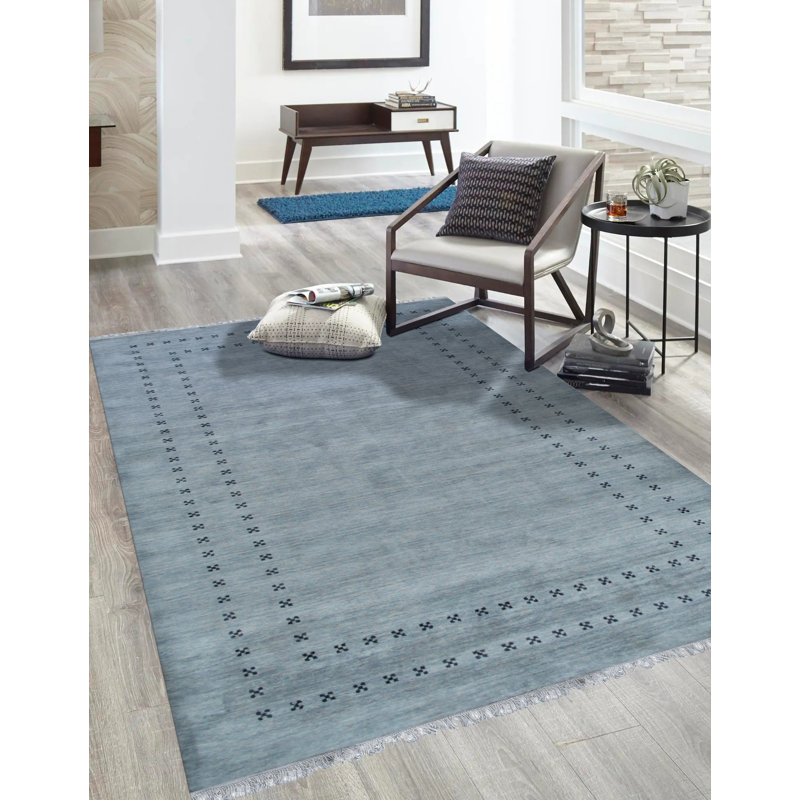 Tapis gris en laine fait à la main Lori Baft, Rectangle 6 pi x 9 pi
