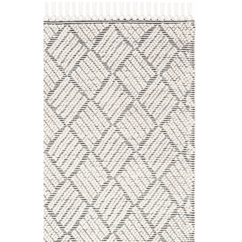 Altis Flat Weave Wool/Cotton Southwestern Rug in Black/Ivory, Rectangle 6' x 9'