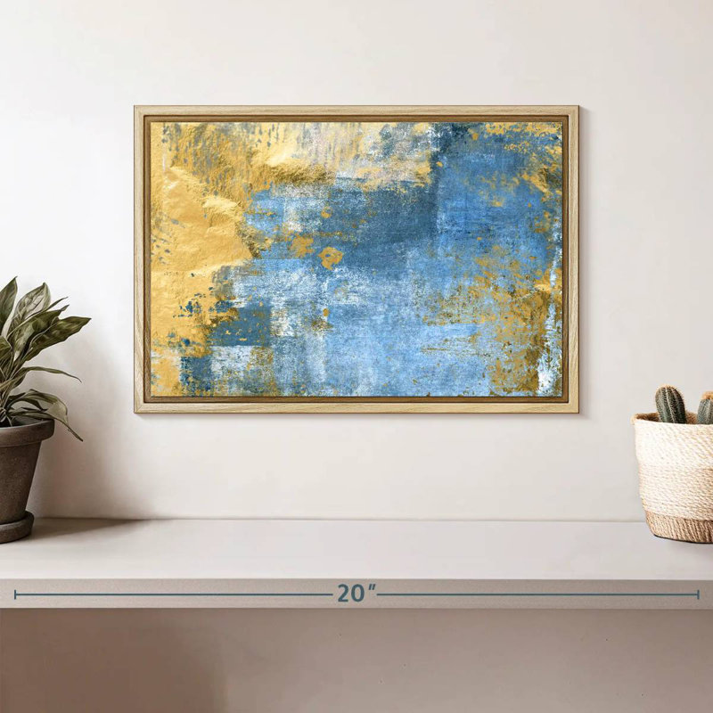 Or et bleu Lindell, Cadre flottant en bois naturel, 13 po x 9 po