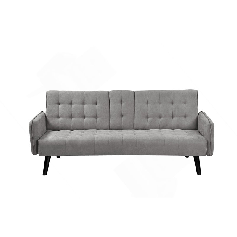 Canapé-lit de 72 po - Dossier pliant convertible en lit double avec porte-gobelet et table rabattable - Canapé en lin compact pour petits espaces - Assemblage facile, gris