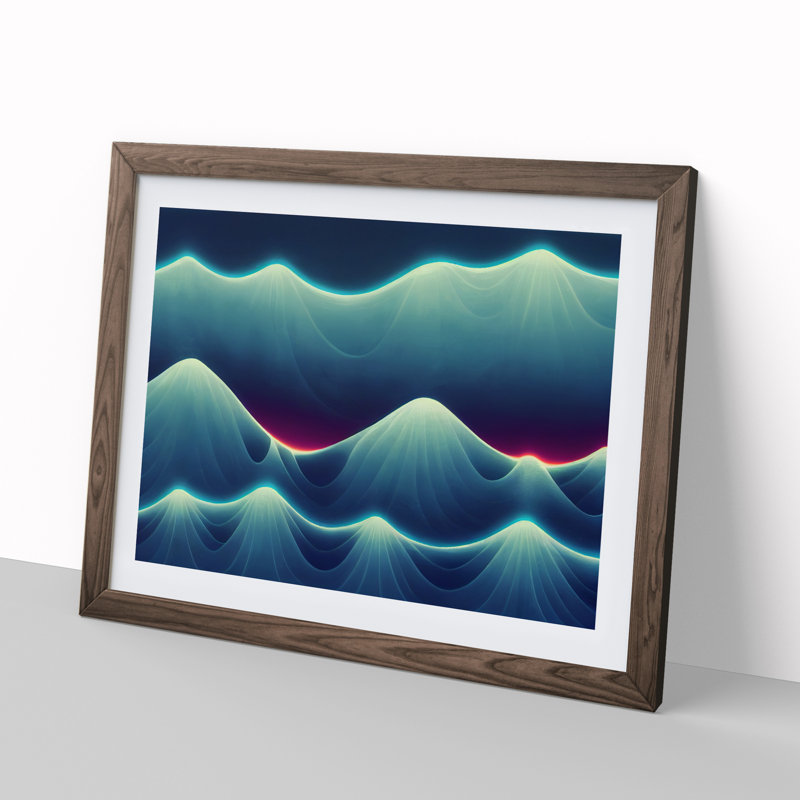 Glowing Mountain Abstract - Single Picture Frame Print, 25cmH x 34cmW