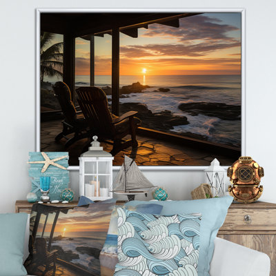 «Beach Photo Chairs Sunset» sur toile