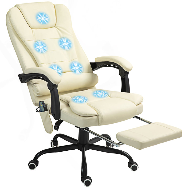 Fauteuil de massage vibrant à 7 points, fauteuil d'ordinateur à haut dossier avec support lombaire