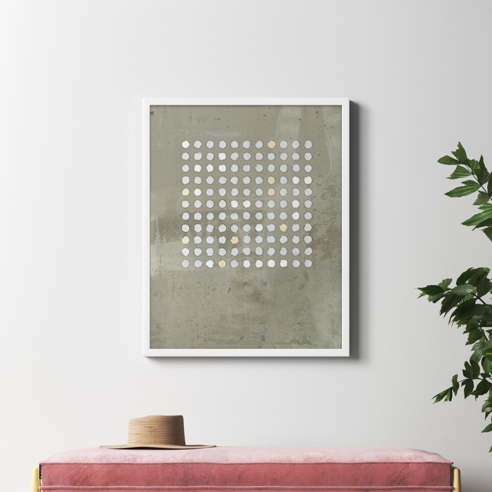 Circles In Squares 2 by Jacques Pilon, 38" H x 30" W x 1.25" D, White