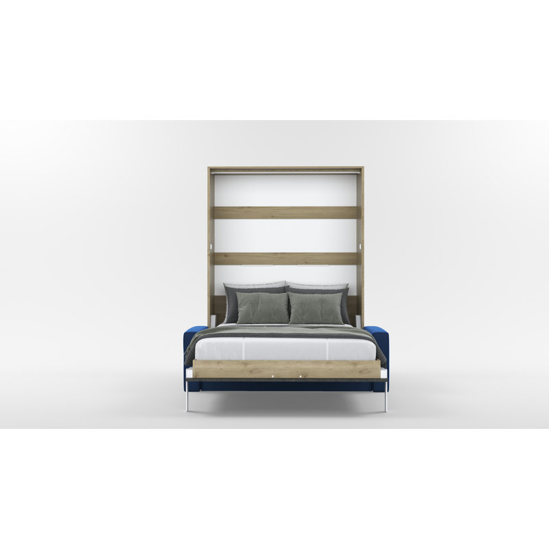 Neidelin Upholstered Murphy Bed, Beige/Grey/Navy