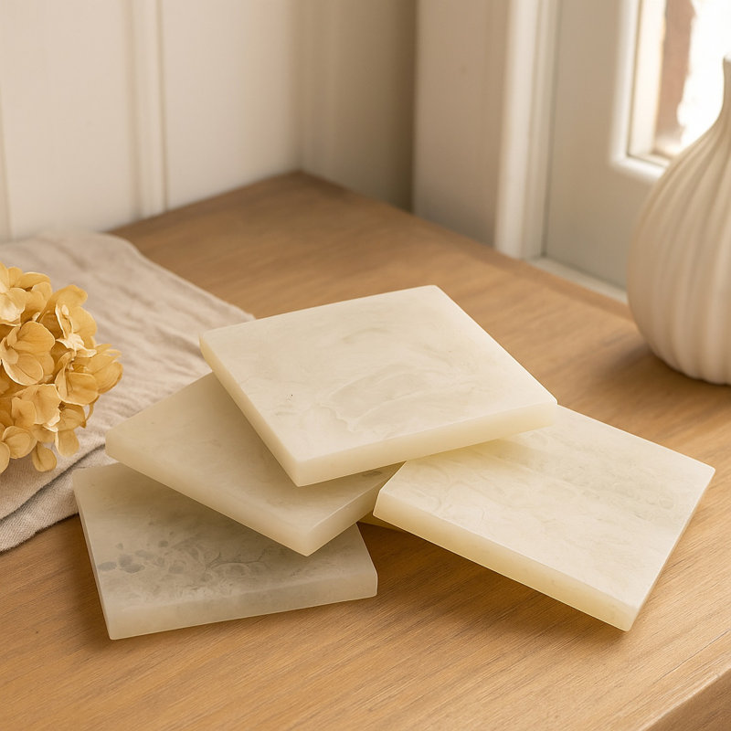 Loleta Resin Square 4 Piece Coaster Set