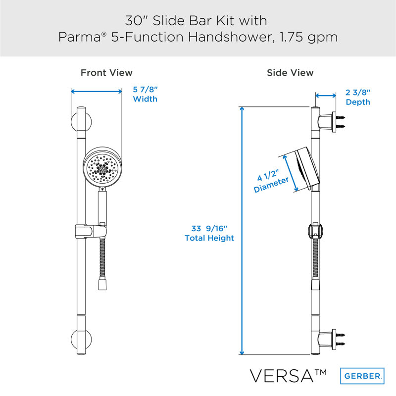 Versa Multi Function Handheld Shower Head, Chrome