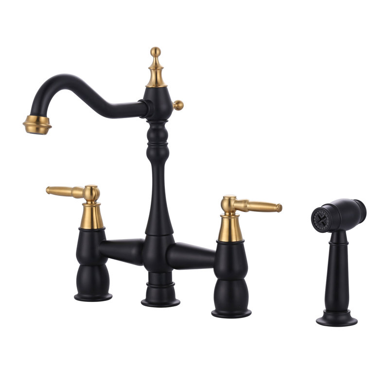 IVIGA Kitchen Faucet with Side Sprayer, Oil Rubbed Bronze/Gold