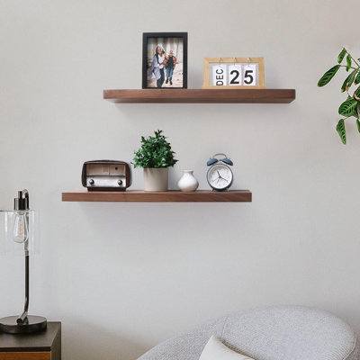 Gerette 2 Piece Walnut Floating Shelf