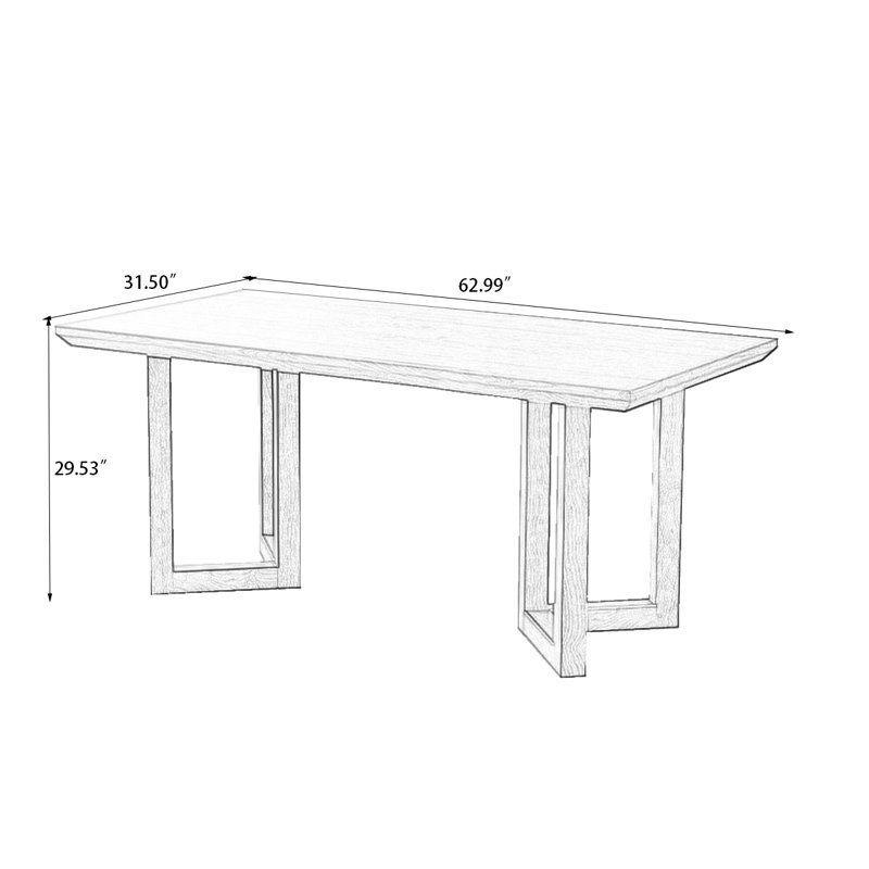 Brown Rectangular Solid Wood Dining Table, 29.53"H x 62.99"L x 31.5"W