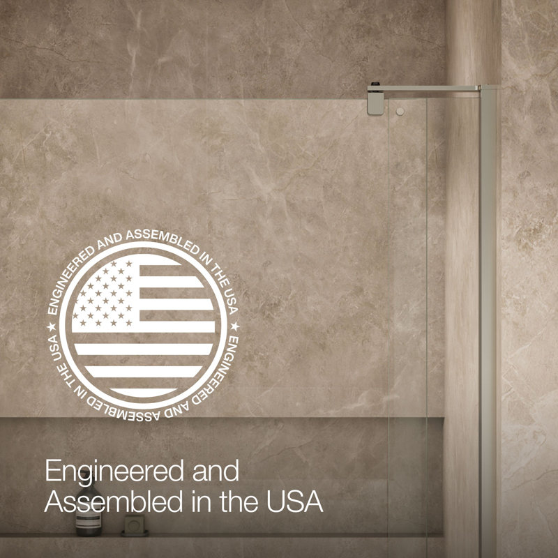 Revel 48'' x 74'' Pivot Shower Door with CleanCoat® Technology, Anodized Brushed Nickel, Crystal Clear