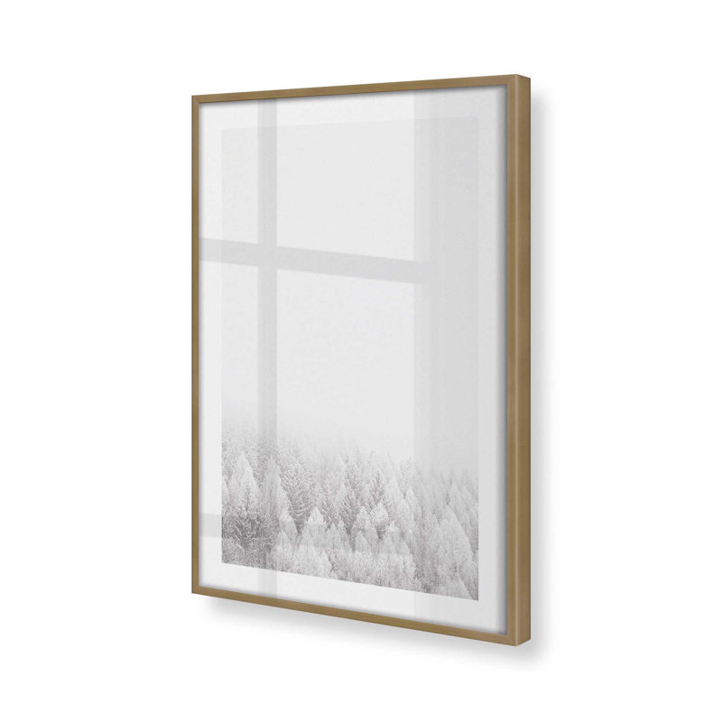 Impression de couverture d'hiver, dans un cadre,, Cadre doré brossé, H 17,25 po x l 13,25 po x P 1,25 po