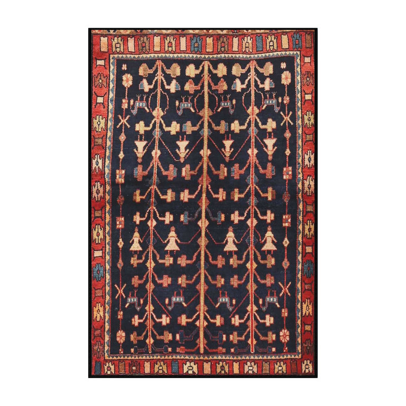 Tapis traditionnel rouge / noir, Rectangle 7 pi x 10 pi