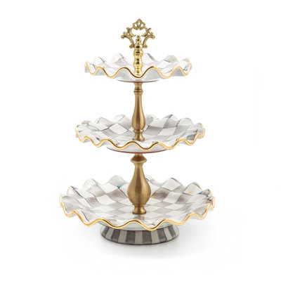 Sterling Check Three Tier Sweet Stand