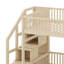 Lit superposé double au-dessus de double avec escalier de rangement, lit superposé au sol en bois massif avec tablettes de rangement, lits superposés peu encombrants avec garde-corps de clôture-543827219