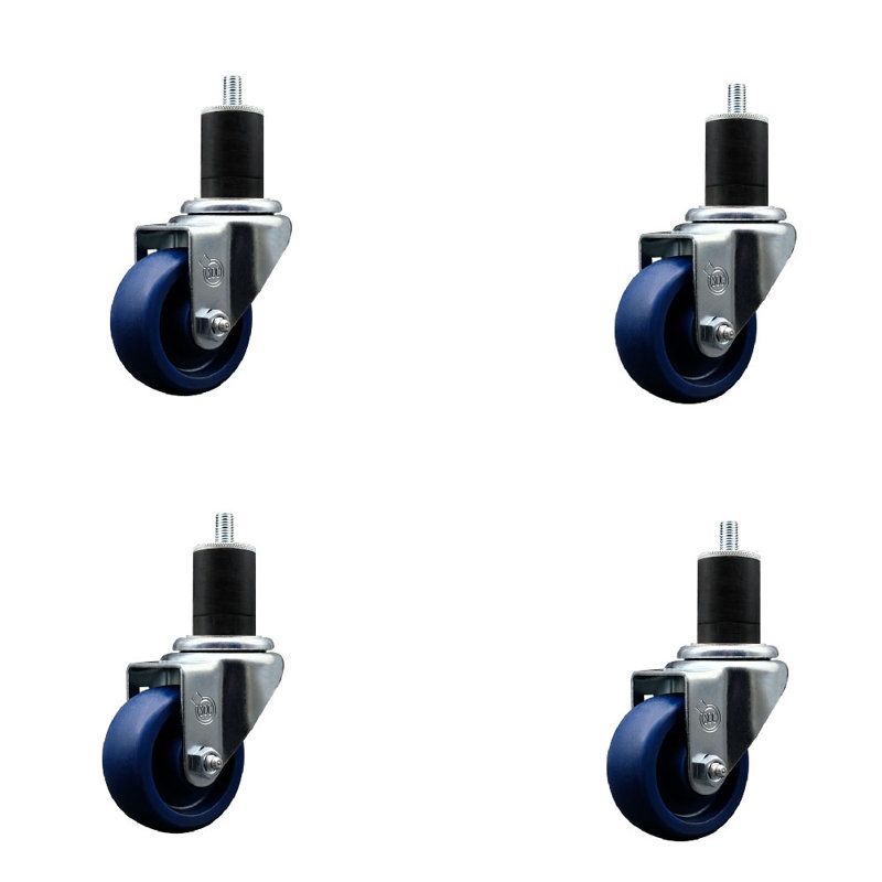 Ensemble de roulettes extensibles pivotantes en polyuréthane solide de 3 pouces 3 po / 4 po SCC