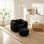 Pouf poire en chenille noire avec repose-pieds pour adultes - Grand fauteuil inclinable en mousse à mémoire de forme-261219410