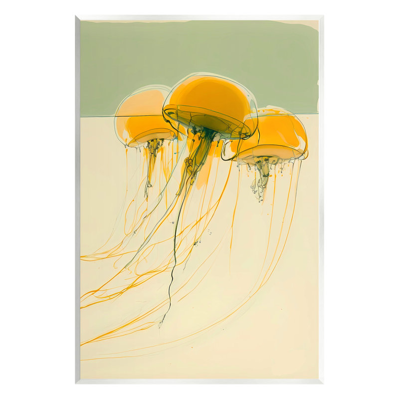 Art abstrait abstrait méduse orange par Walker Noble, H 19 po x l 13 po