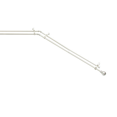 Ball End Bay Window Double Curtain Rod, 78-144" Adjustable Length: 22-37" Sides, 28-72" Center, Steel