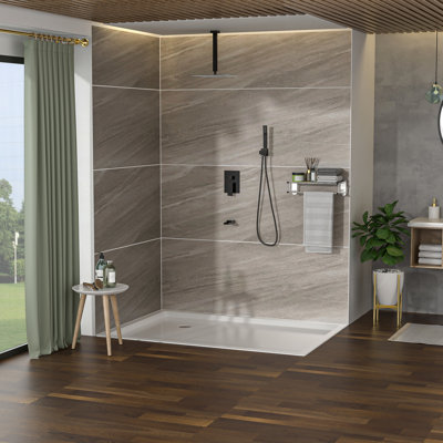 Oil Rubber Bronze Shower With Waterfall Spout & Adjustable Head System Tub Three-Valve Diverter -